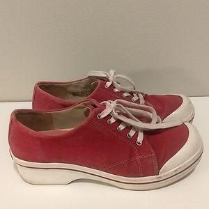 Red lace up Dansko
